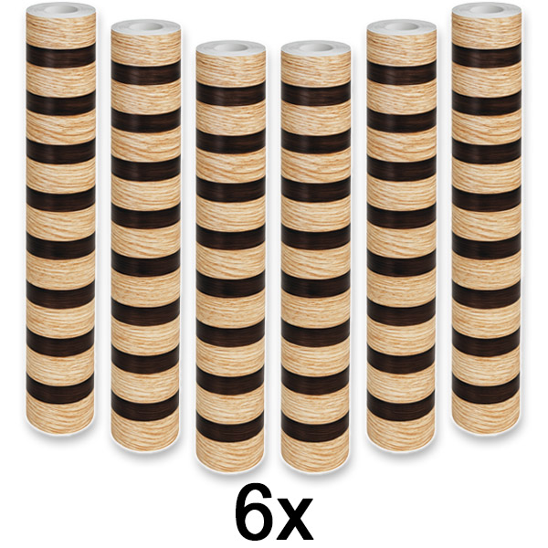 6x Naklejka ścienna o efekcie drewna – 2 paski, 300×45 cm, samoprzylepna | L2INEWALL