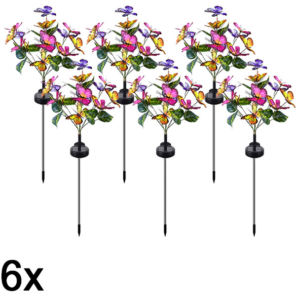 6x Zewnętrzna Lampka Solarna w Kształcie Motyli | FLUTIX