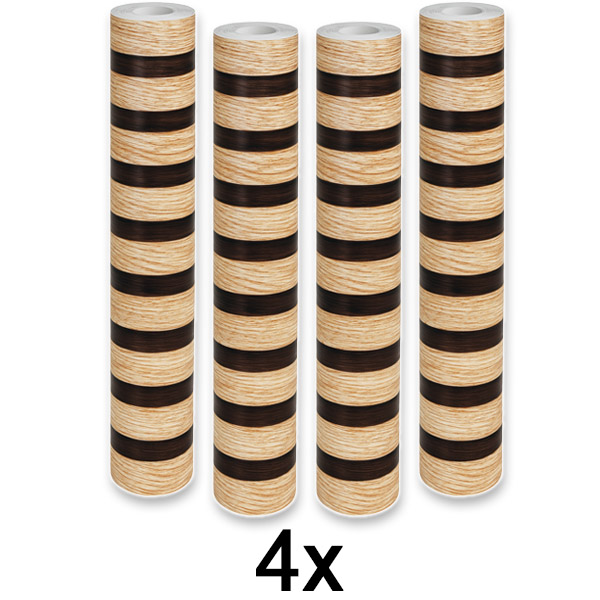 4x Naklejka ścienna o efekcie drewna – 2 paski, 300×45 cm, samoprzylepna | L2INEWALL