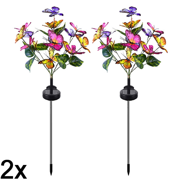 2x Zewnętrzna Lampka Solarna w Kształcie Motyli | FLUTIX