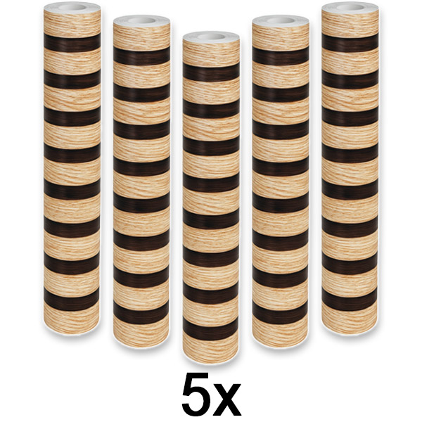 5x Naklejka ścienna o efekcie drewna – 2 paski, 300×45 cm, samoprzylepna | L2INEWALL